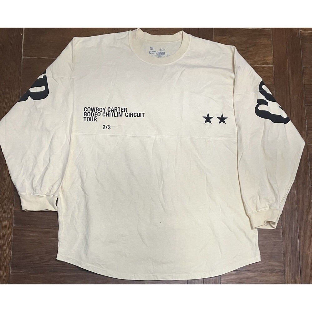 Beyoncé Cowboy Carter Tour 2025 Official Long Sleeve Cream Shirt Merch Sz XL New